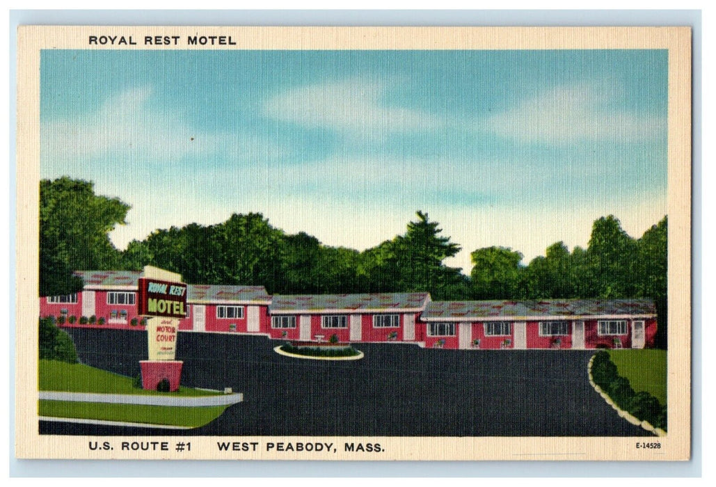 Royal Rest Motel U.S. Route 1 West Peabody Massachusetts MA Vintage Postcard