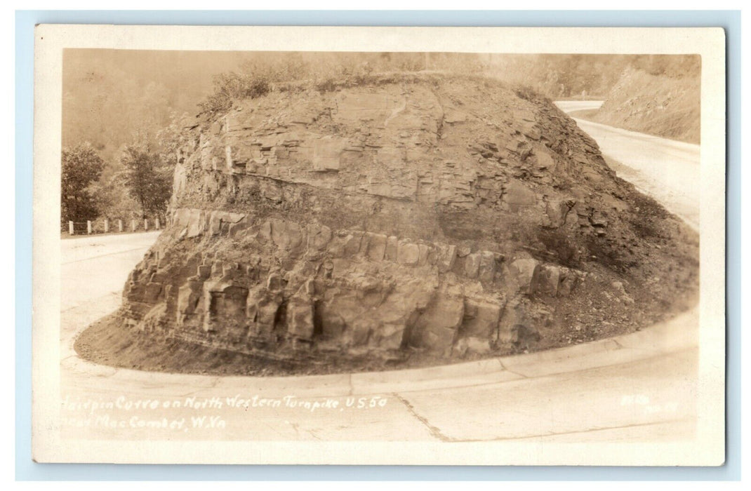 1940's Northwestern Turnpike US 50 McComas West Virginia WV RPPC Photo Postcard