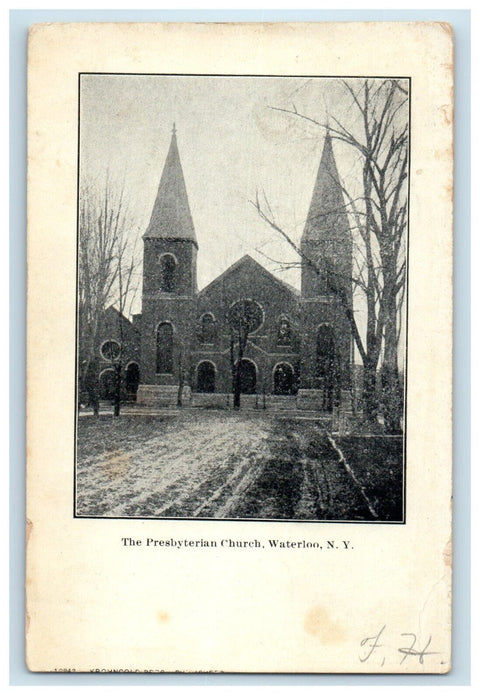 1907 The Presbyterian Church Waterloo New York NY Posted Antique Postcard