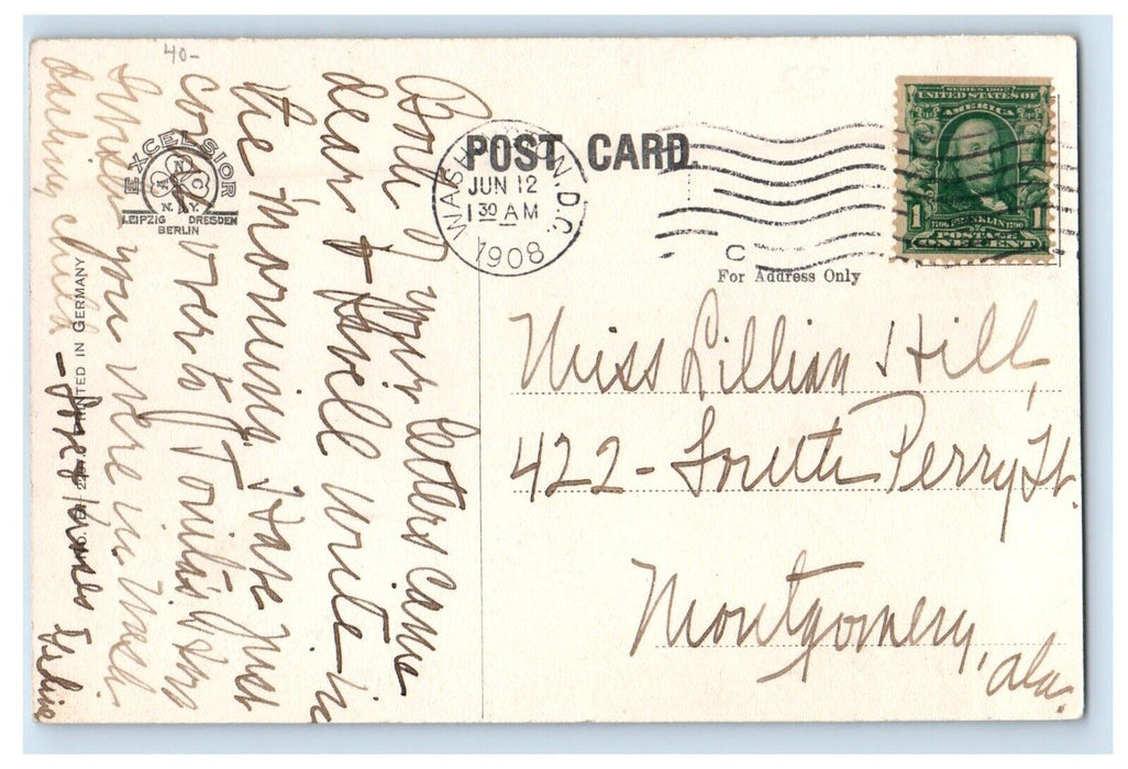 1908 Campus Dunbarton Hall Building Washington D.C. Posted Antique Postcard
