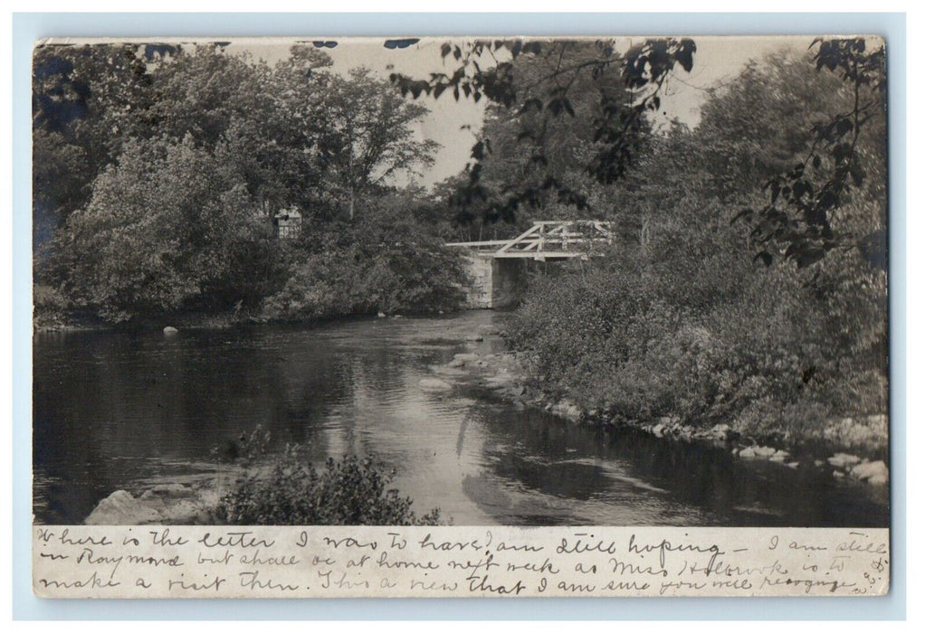 c1905 Scene River Rustic Bridge West Epping New Hampshire NH RPPC Photo Postcard