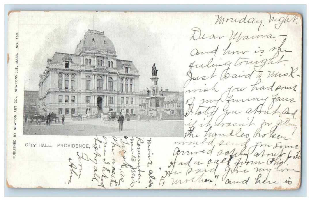 1904 View of City Hall, Providence Rhode Island RI Lynn MA PMC Postcard