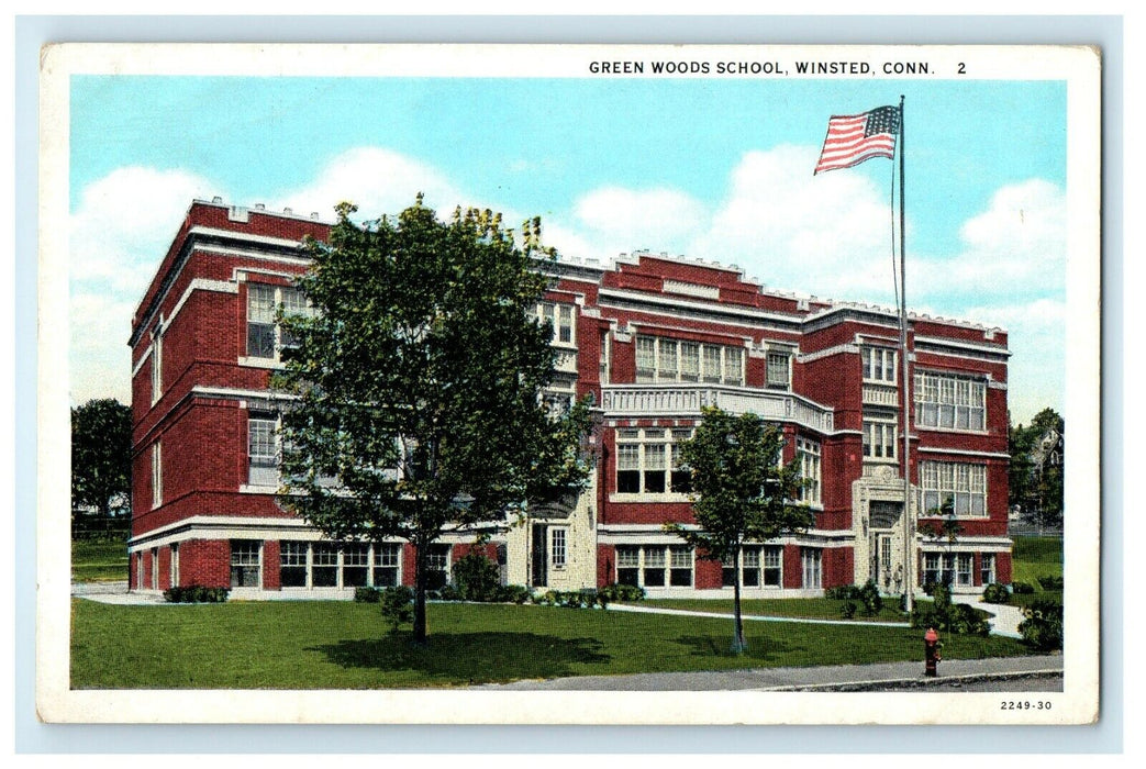1936 Green Woods School, Winsted Connecticut CT Unposted Postcard