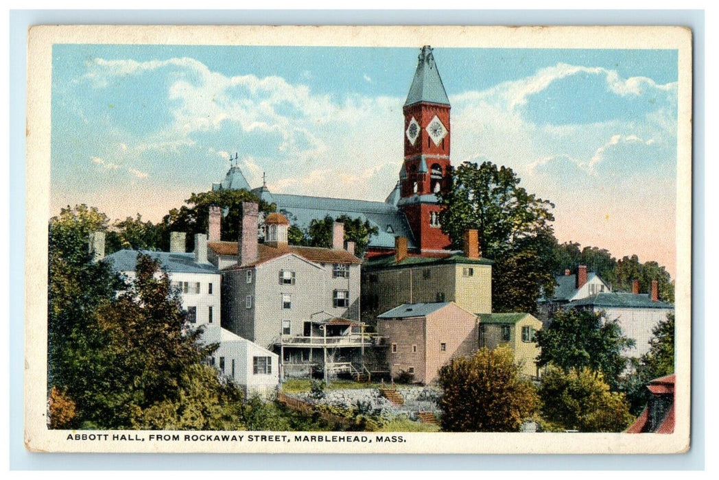 c1920's Abbott Hall From Rockaway Street Marblehead Massachusetts MA Postcard