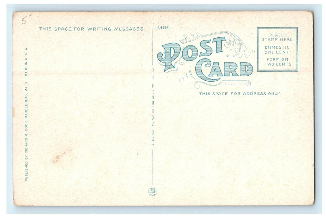 c1920's Abbott Hall From Rockaway Street Marblehead Massachusetts MA Postcard