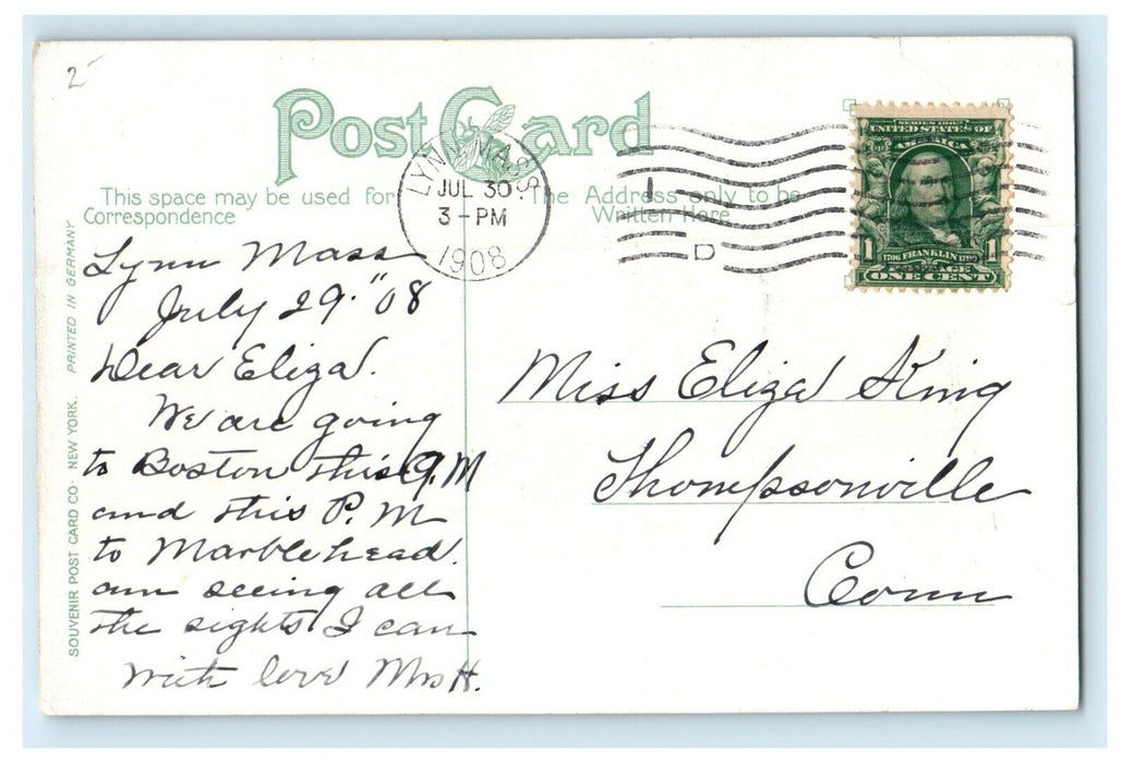 1908 The View Of High Rock Tower Lynn Massachusetts MA Antique Postcard