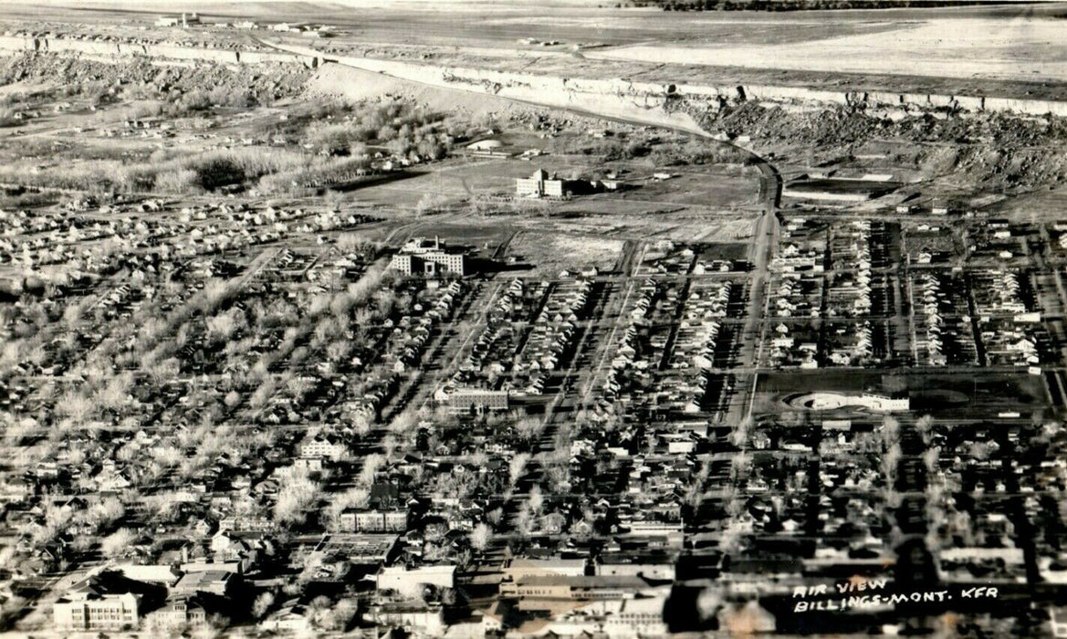 c1940's Aerial Billings Montana MT Bird's Eye View RPPC Photo Postcard