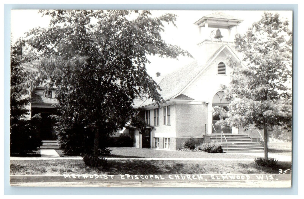 c1910's Methodist Episcopal Church Elmwood Wisconsin WI RPPC Photo Postcard