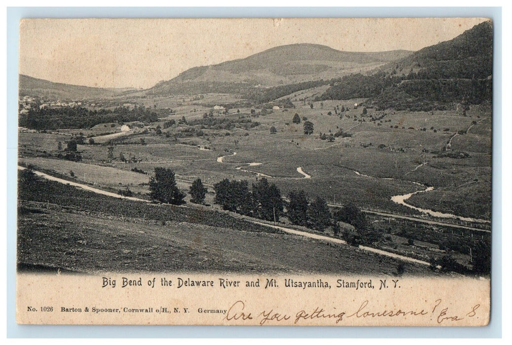 1906 Big Bend Of The Delaware River And Mt. Utsayantha Stamford NY Postcard