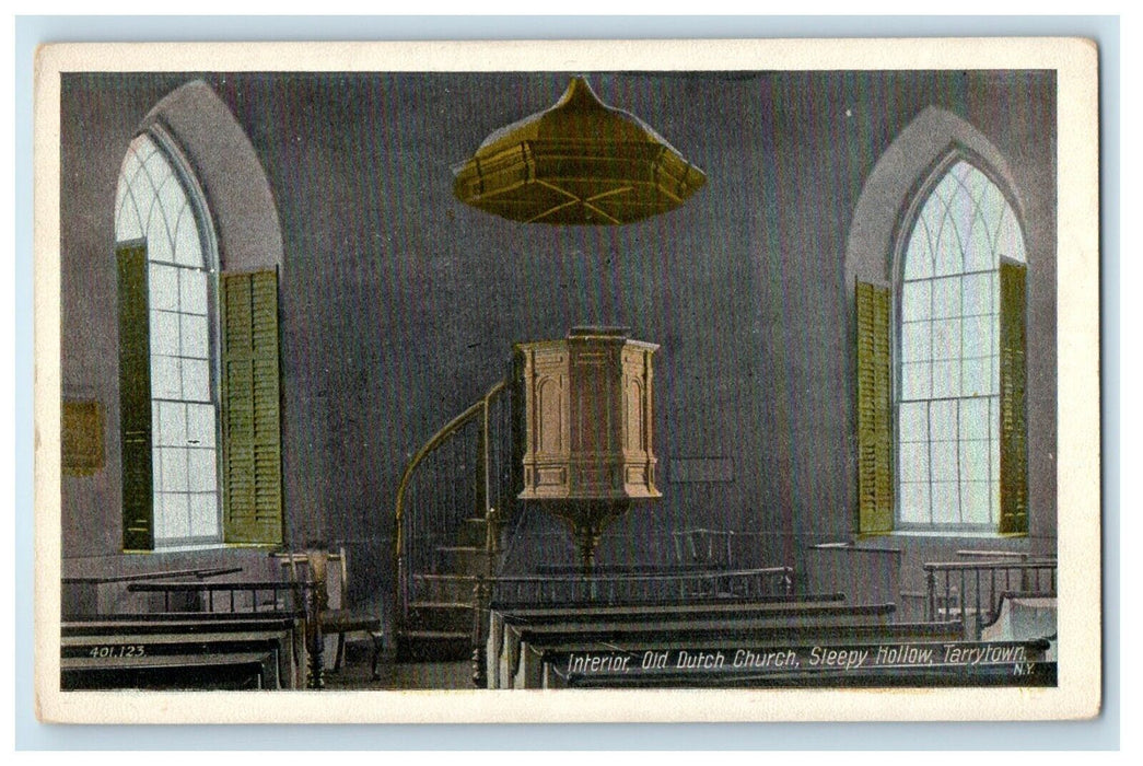 c1910's Interior Old Dutch Church Sleepy Hollow Tarrytown New York NY Postcard