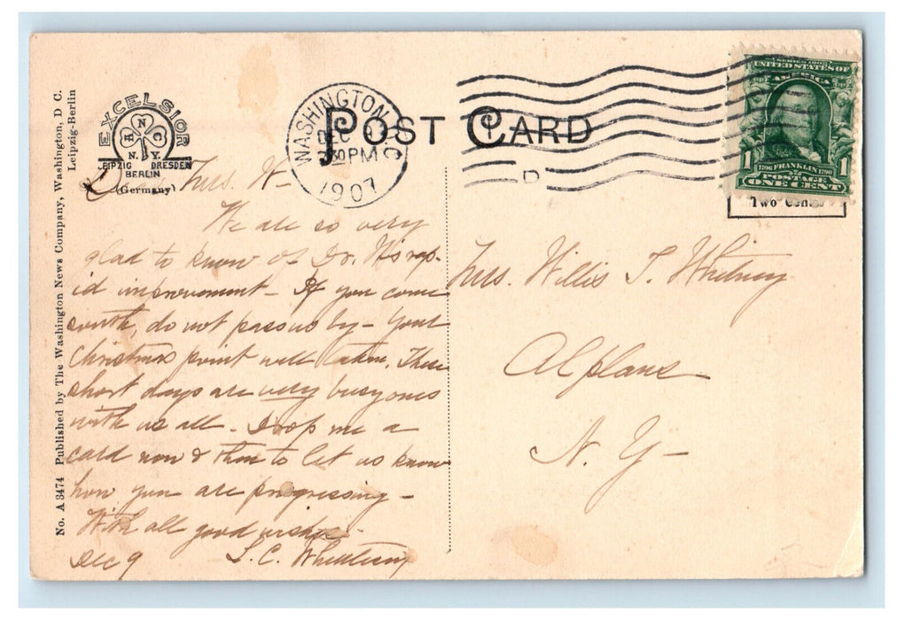 1907 Interior Pension Office, Inaugural Ball Room Washington DC Postcard