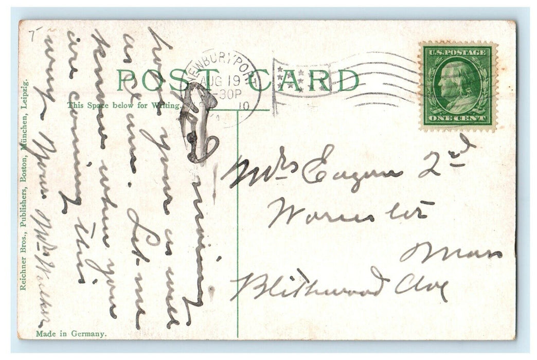 1910 Pleasant Street View Trolley Malden Massachusetts MA Antique Postcard