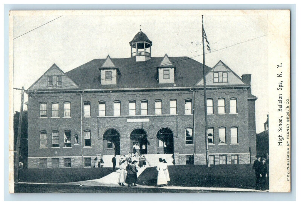 1913 View Of High School Building Ballston Spa New York NY Antique Postcard