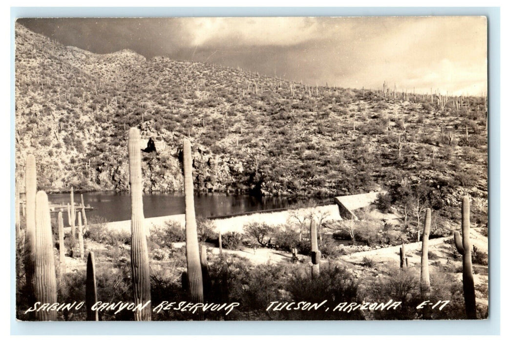 c1950's Sabino Canyon Reservoir Tucson Arizona AZ Vintage RPPC Photo Postcard