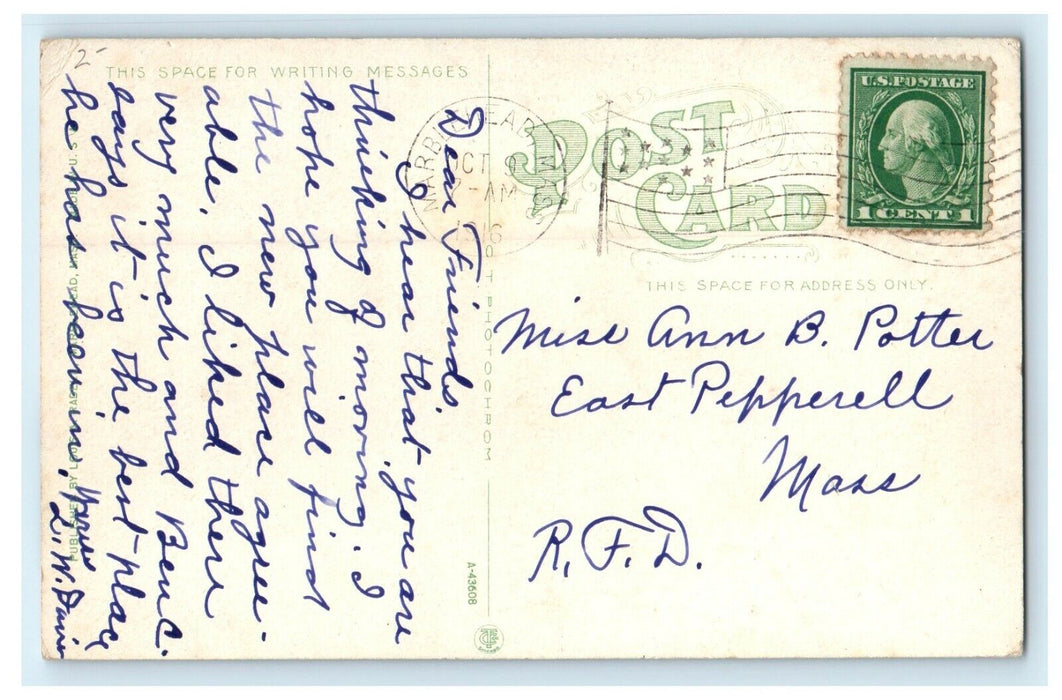 1916 The Fort Sewall Marblehead Massachusetts MA Posted Antique Postcard