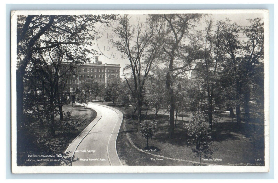 1907 Columbia University Looking West University Hall NY RPPC Photo Postcard