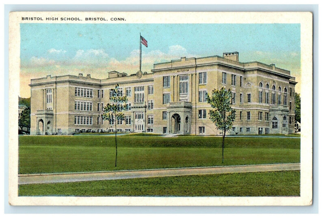 1930 Bristol High School, Bristol, Connecticut CT Vintage Postcard