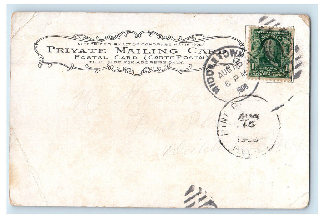 1906 The High School, Middletown, New York NY PMC Antique Posted Postcard