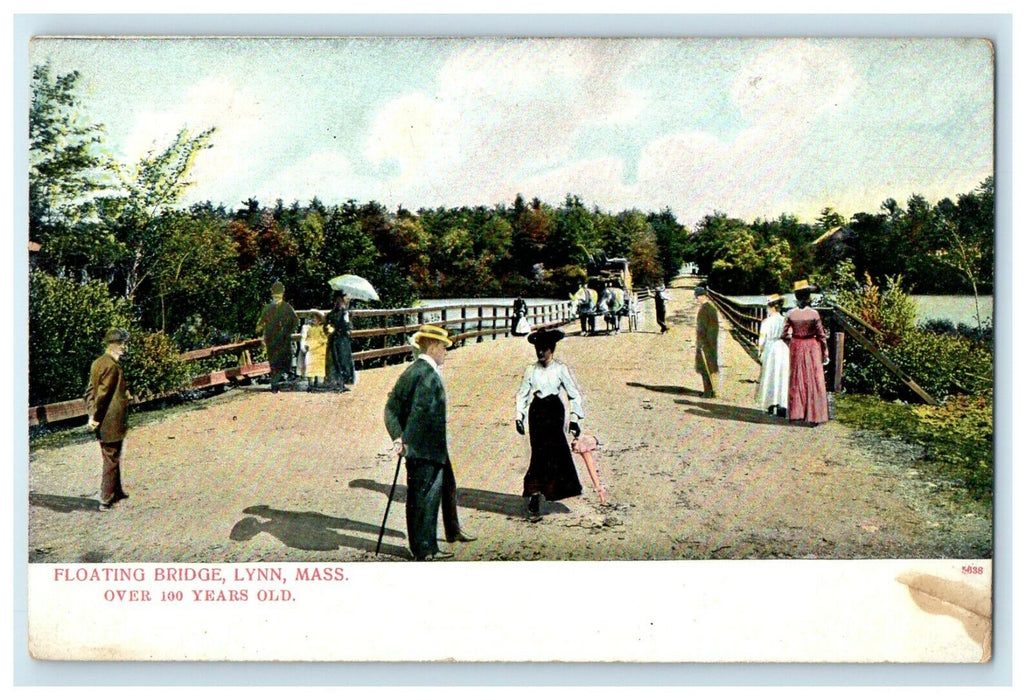 c1905 Floating Bridge Over 100 Years Old Lynn Massachusetts MA  Antique Postcard