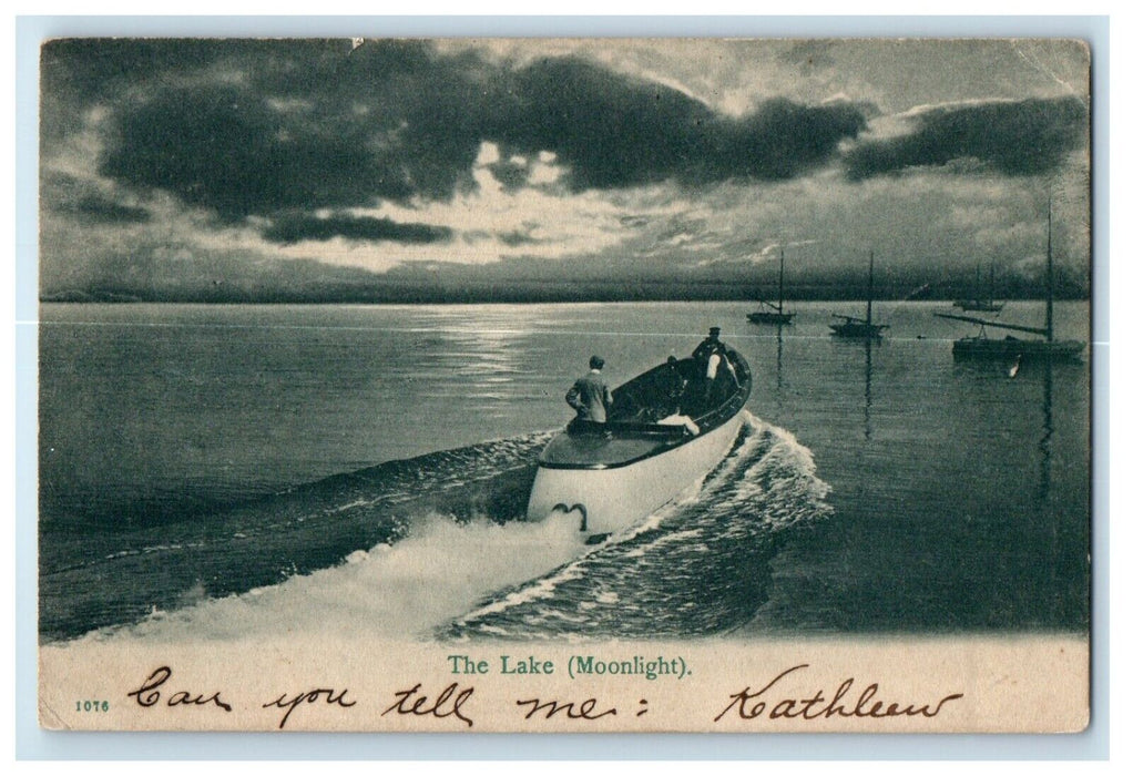 1906 The Lake Moonlight Boat Buffalo New York NY Posted Antique Postcard