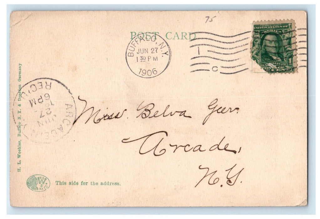 1906 The Lake Moonlight Boat Buffalo New York NY Posted Antique Postcard