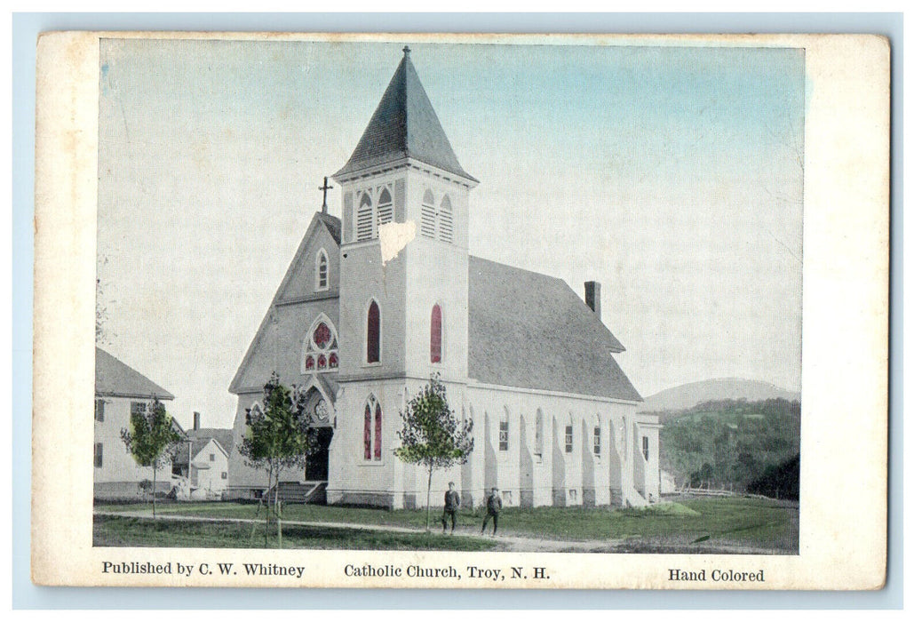 c1910 Catholic Church Troy New Hampshire NH Unposted Antique Postcard