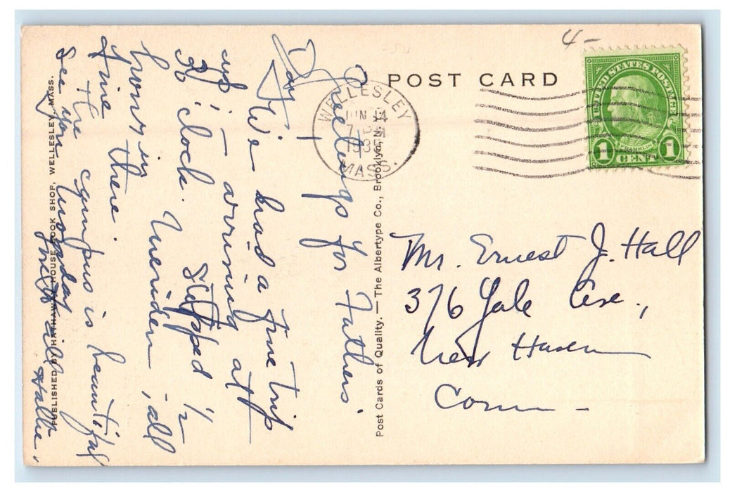 1935 Tower Court Wellesley College Massachusetts MA Posted Vintage Postcard