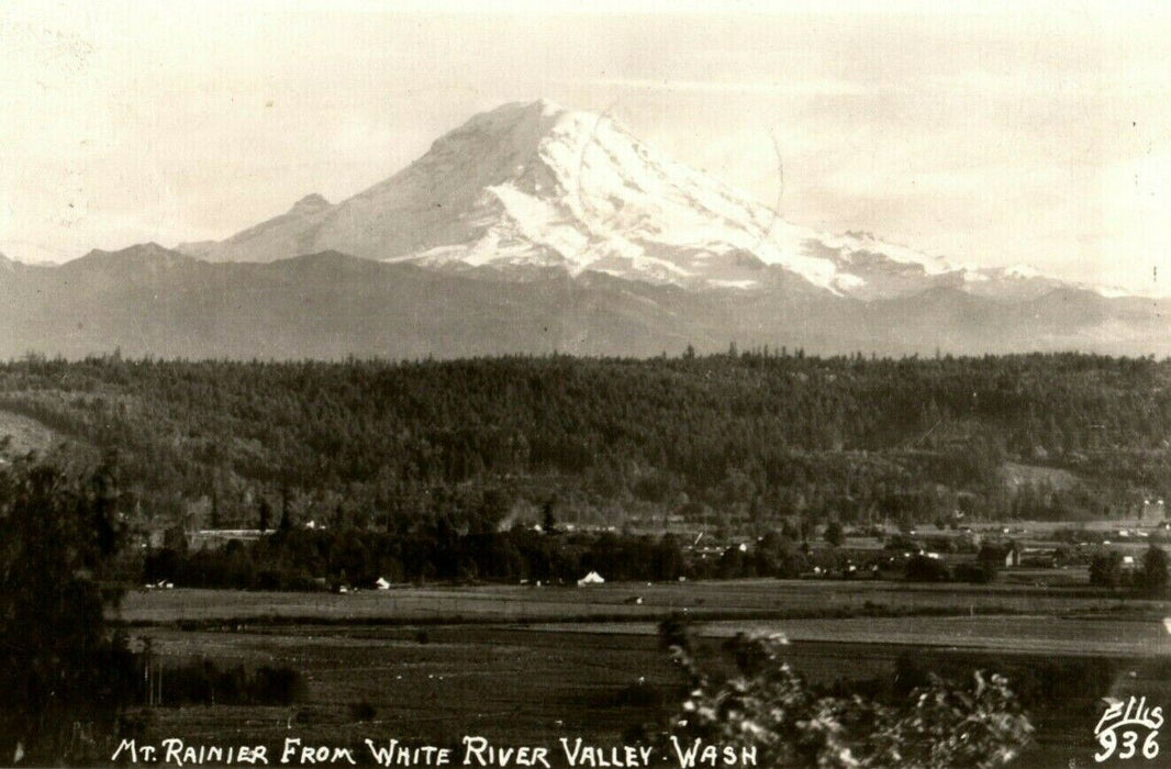 1946 Mt. Rainier From White River Valley Washington WA RPPC Photo Postcard