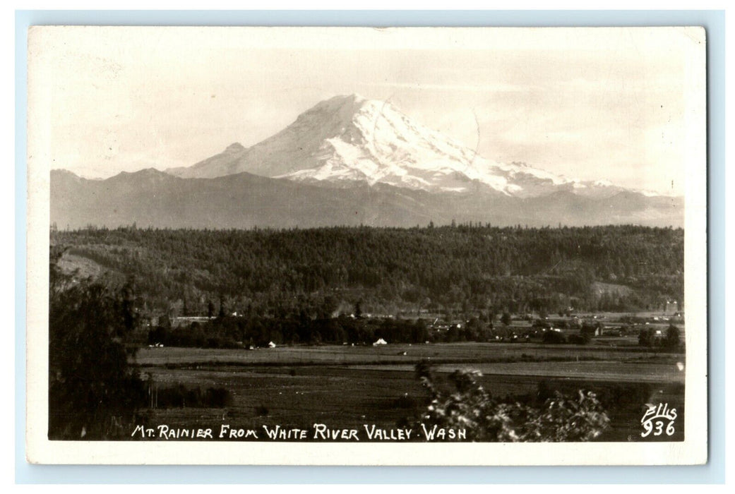 1946 Mt. Rainier From White River Valley Washington WA RPPC Photo Postcard