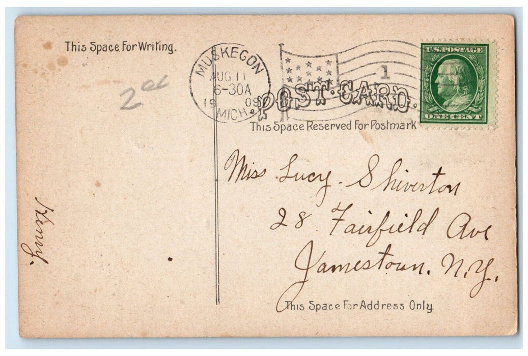 1909 Soldiers And Sailors Monument Muskegon Michigan MI Posted Antique Postcard