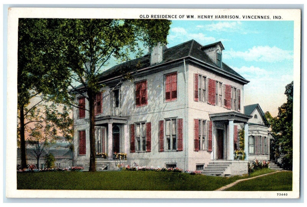 c1920 Old Residence WM Henry Harrison Exterior Field Vincennes Indiana Postcard