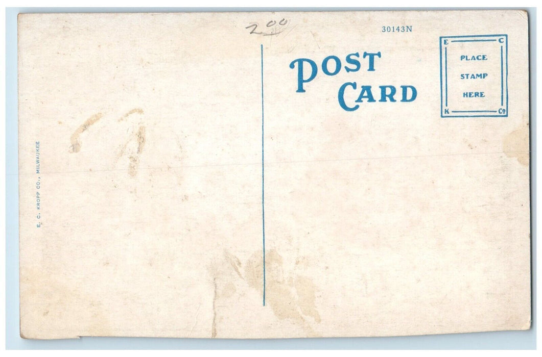 c1920 Memorial Community Center Exterior Building Road Whiting Indiana Postcard