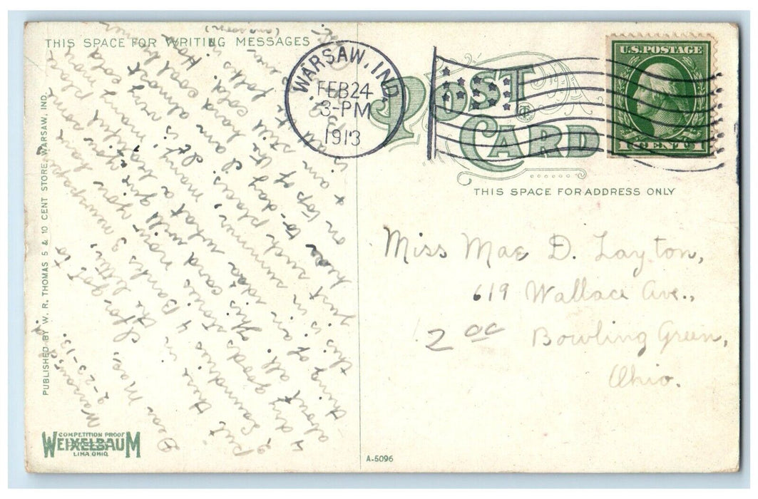 1913 Pretty View Winona Park Garden Flower Winona Lake Indiana Vintage Postcard