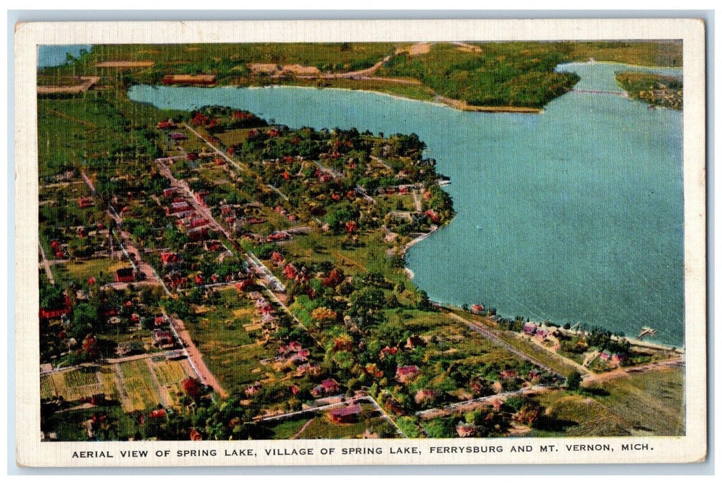 Aerial View Of Spring Lake Village Spring Lake Ferrysburg Mt. Vernon MI Postcard