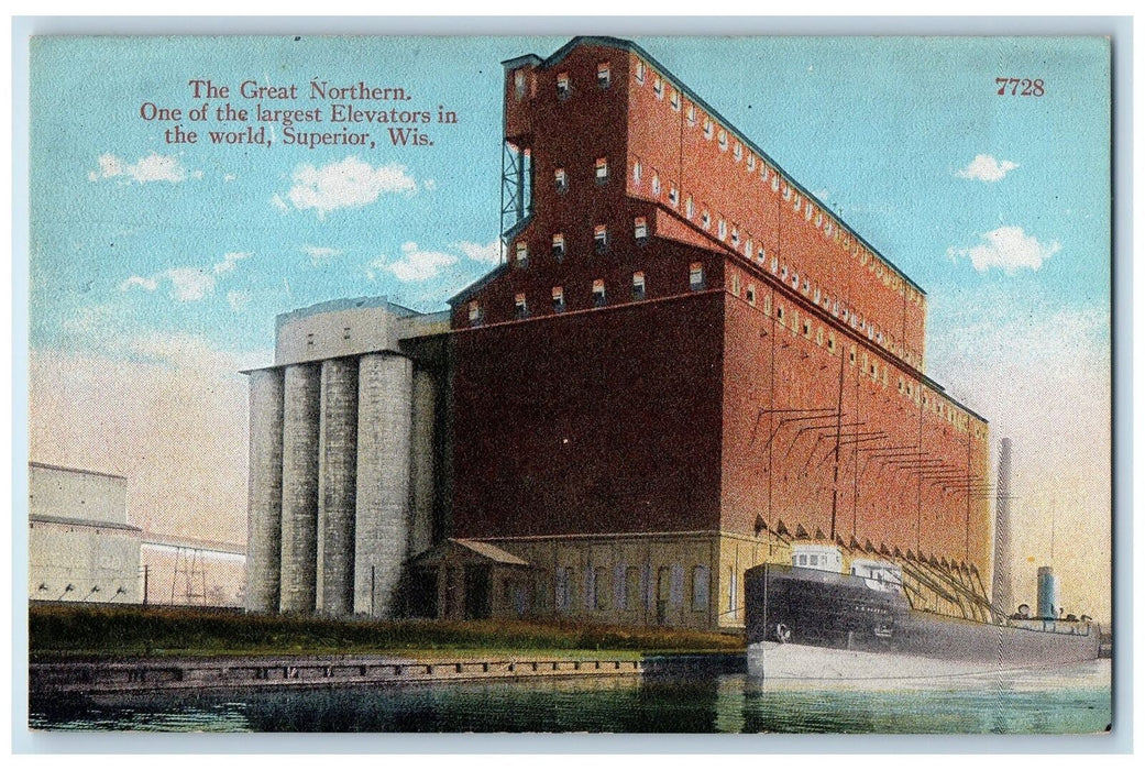 c1950's Great Northern Largest Elevator In The World Ship Superior WI Postcard