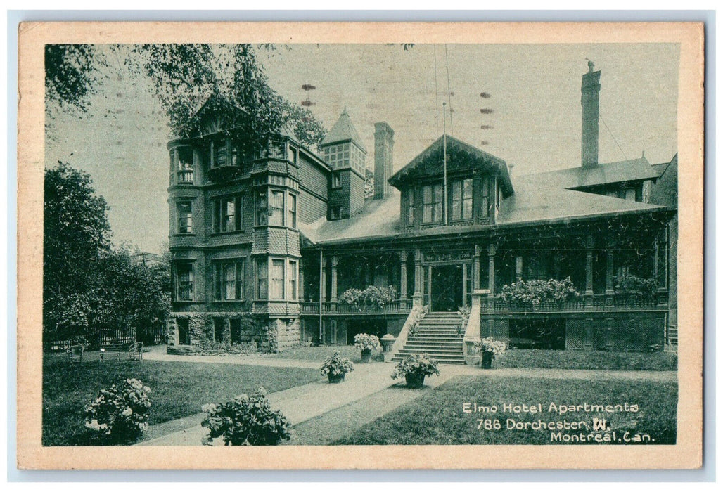 1928 Elmo Hotel Apartments 786 Dorchester W. Montreal Canada Postcard