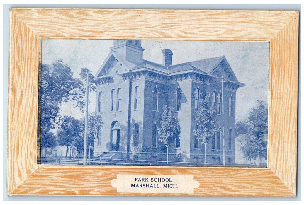 1910 Park School Building Marshall Michigan MI Posted Antique Postcard