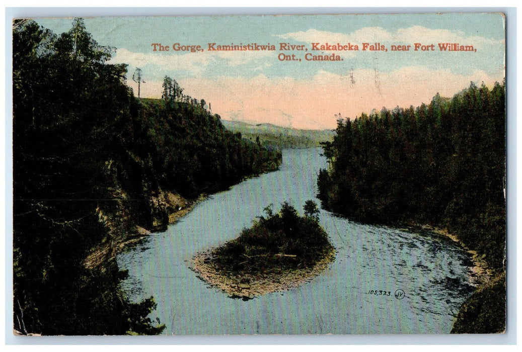 1919 The Gorge Kaministikwia River Near Fort William Ontario Canada RPO Postcard