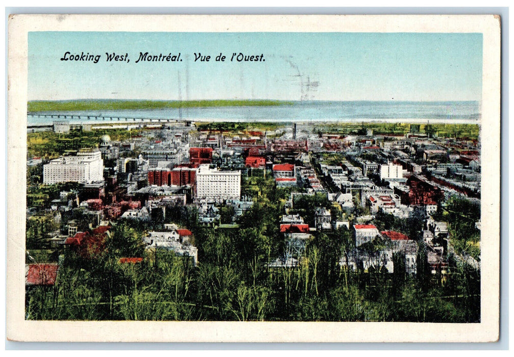 1927 Looking West Vue De L'Ouest Montreal Quebec Canada Vintage Posted Postcard