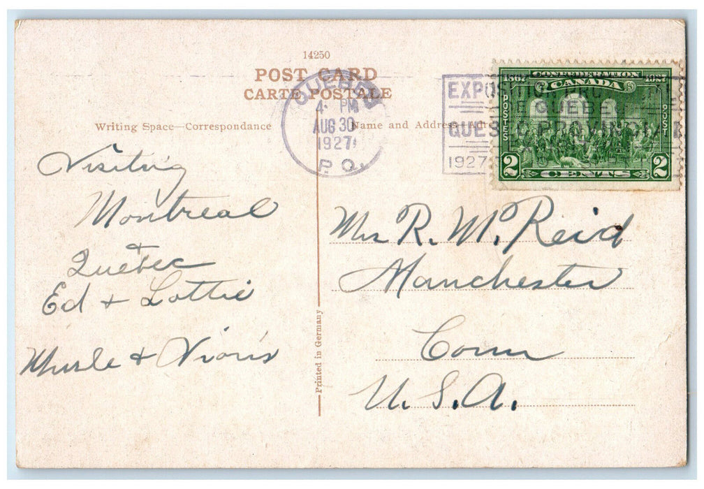 1927 Looking West Vue De L'Ouest Montreal Quebec Canada Vintage Posted Postcard