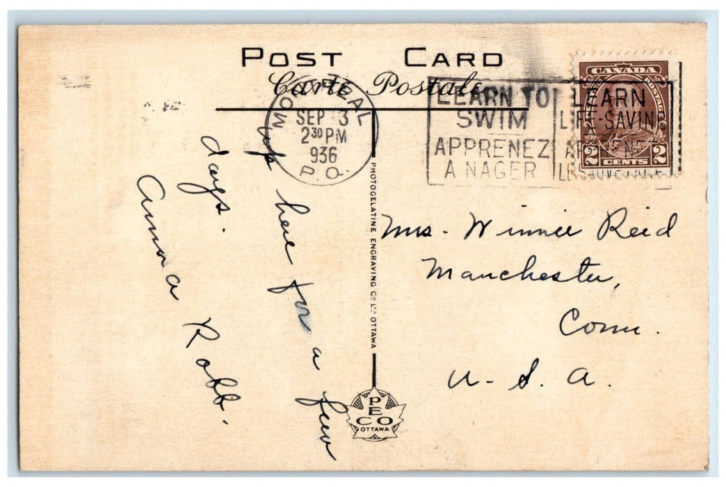 1936 Cannon Chateau De Ramezay Montreal Quebec Canada Vintage Posted Postcard