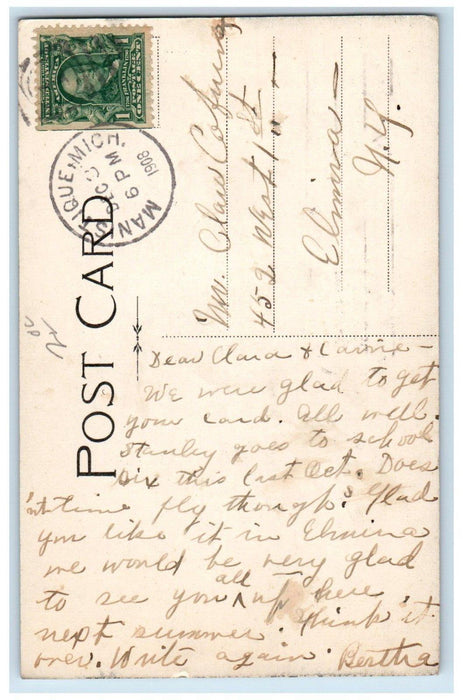 1908 View Of Outlet Of Big Spring Indian Lake Manistique Michigan MI Postcard