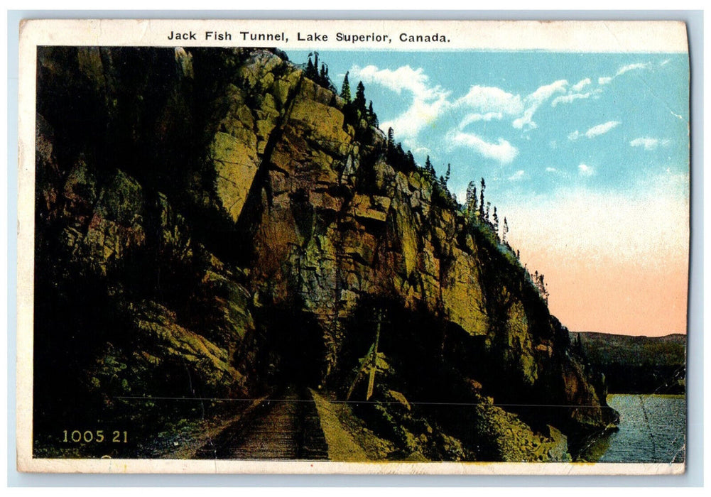 1921 Railway Jack Fish Tunnel Lake Superior Canada Antique Posted Postcard