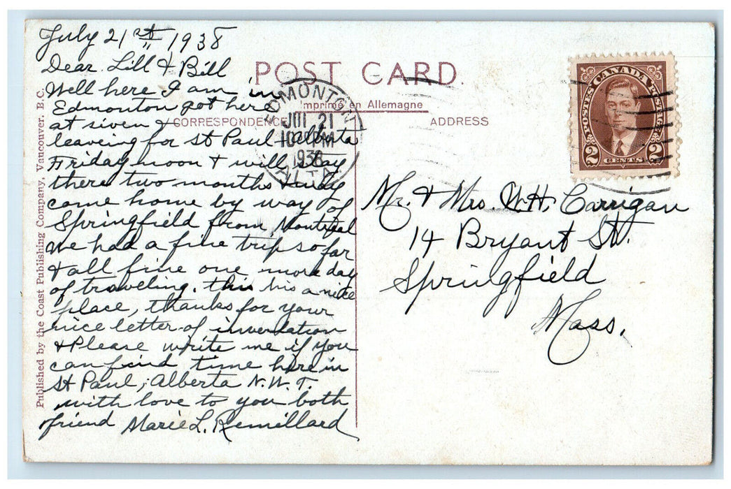 1938 C.N.R. MacDonald Hotel Edmonton Alberta Canada Vintage Postcard