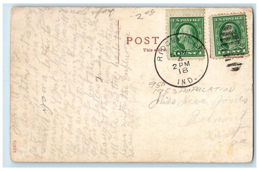 1910 Scene Fountain Park Cemetery River Lake Winchester Indiana Vintage Postcard