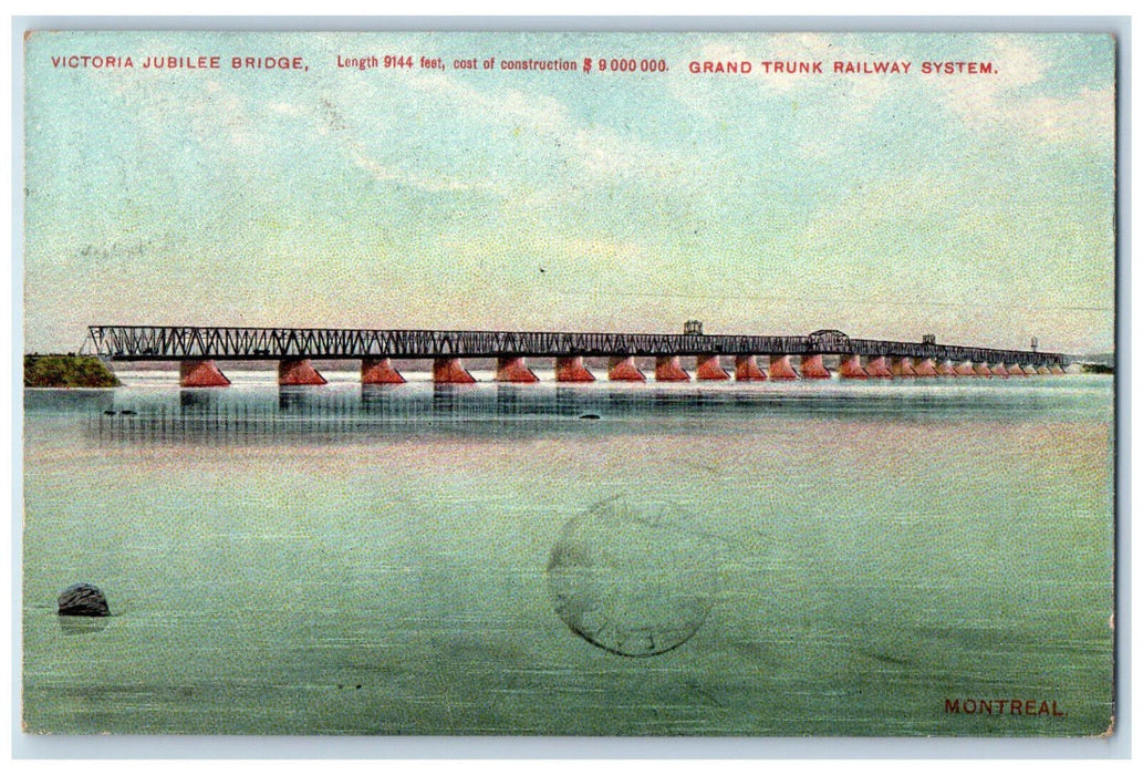 1912 Victoria Jubilee Bridge Grand Truck Railway System Montreal Canada Postcard