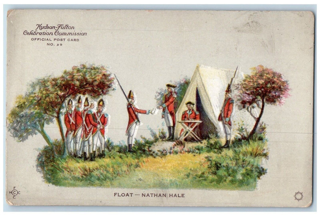1909 Hudson Fulton Celebration Commission Float Nathan Hale New York NY Postcard