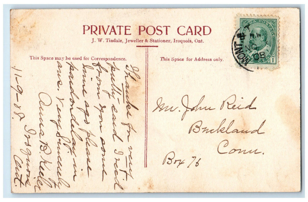 1908 Steamer Rounding Point Iroquois Ontario Canada Posted Antique Postcard