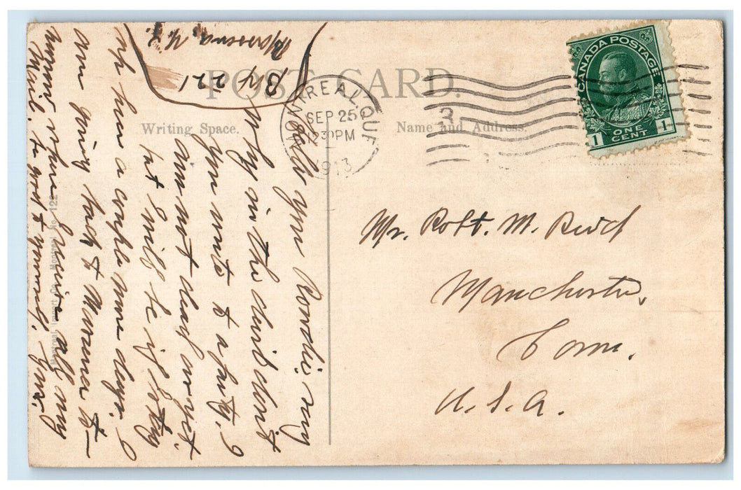 1913 Dominion Express Co. Montreal Quebec Canada Posted Antique Postcard