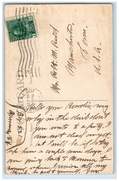1913 Dominion Express Co. Montreal Quebec Canada Posted Antique Postcard